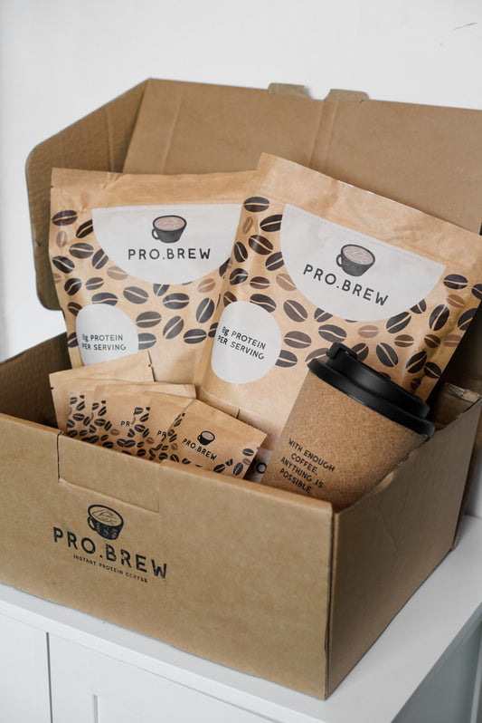 Protein coffee travel mug, gift box